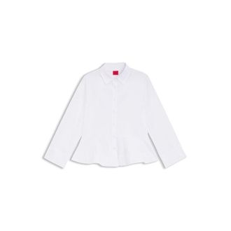 HUGO BOSS Slim-fit blouse in cotton with peplum hem