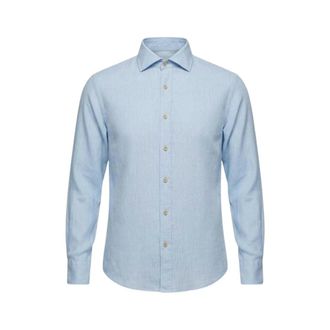 Tintoria Mattei J66 TNP Garment Dyed Linnen Shirt - Heren - Casual Overhemden - Blauw - M - Linnen - Overhemden