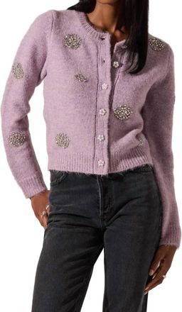 Astr Doretha Long Sleeve Cardigan In Purple