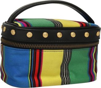 Versace Vanity Hand Bag Canvas And Leather Canvas Clutche & Pouche Bag (Pre-Owned)