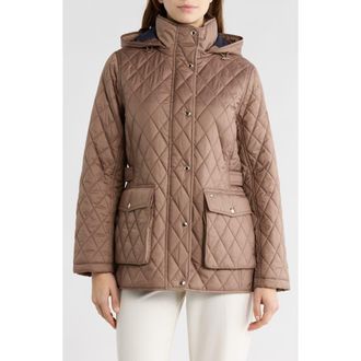 Tommy Hilfiger Hooded Diamond Quilted Jacket in Khaki at Nordstrom Rack, Size X-Large