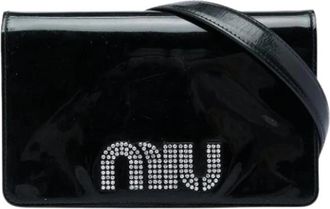 Miu Miu Pre-owned Wallet on Chain - Dames - Vintage Clutch - Zwart - ONE Size - Leer - Vintage