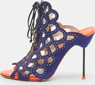 Sophia Webster Blue Leather Cut Out Ankle Strap Sandals