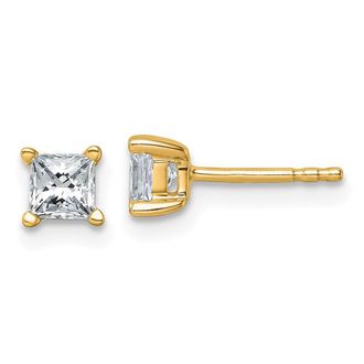 Diamond2Deal 14k Gold 3/4 ct Princess Lab Grown Diamond Stud Earrings VS Clarity, D-E Color