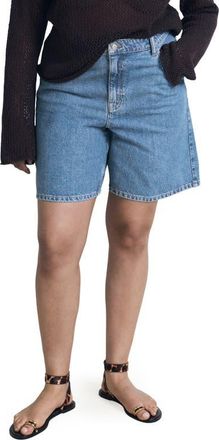 Mango High Waist Denim Bermuda Shorts in Medium Blue at Nordstrom, Size 12