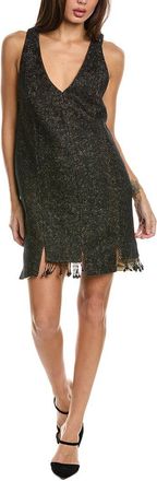 Ganni V-Neck Panel Wool-Blend Mini Dress