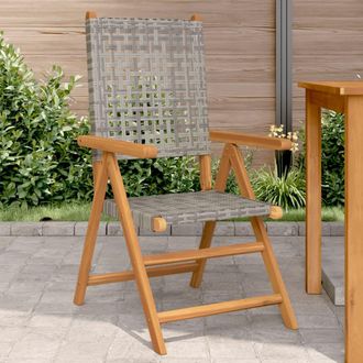 vidaXL Vidaxl - Sillas De Jard&iacute;n 2 Uds Madera Maciza De Acacia Rat&aacute;n Pe Gris