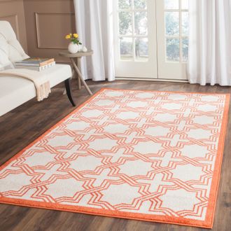 Safavieh Amherst Machine Made Area Rug, Ivory / Orange Contemporary Style Easy Care