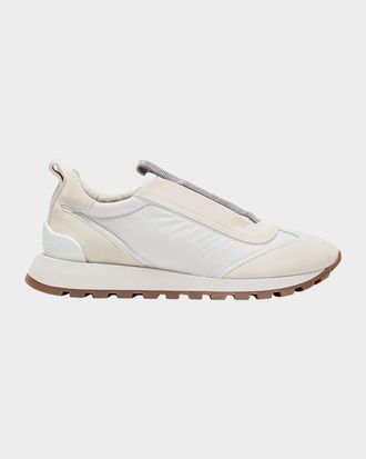 Brunello Cucinelli Monili Laceless Suede Sneakers