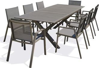 DCB Garden Floride - Conjunto De Comedor De Jard&iacute;n 8 Plazas De Aluminio Cuarzo Dcb Garden