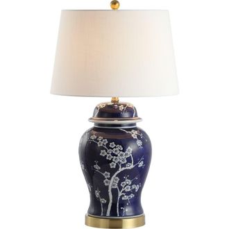 Jonathan Y Designs Gracie 29.5 Traditional Cottage Ceramic/Metal Ginger Jar LED Table Lamp in White/navy at Nordstrom