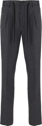 Tagliatore Dark Gray Stretch Wool Belted Pants