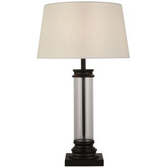 Searchlight Lampada Scrivania Contemporanea Pedestal Acciaio Nero Vetro Bianco 1 Luce E27