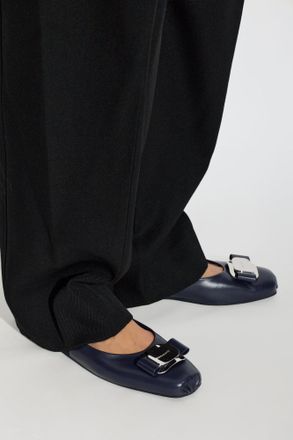 Ferragamo Zina Ballet Flats, Womens, Navy Blue