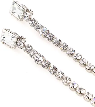 Alessandra Rich Womens Embellished Metal Earrings Crysilver Brass Glass