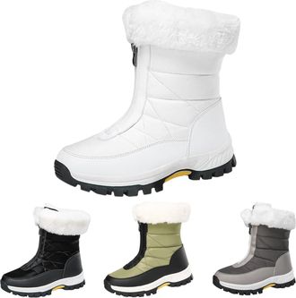 Generic Womens Non-Slip Warm Zipper Snow Boots, Anti-Slip Mid-Calf Winter Boots, Waterproof & Lightweight, for Outdoor Winter (10,A)