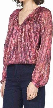 Dear John Denim Piaf Long Sleeve Blouse In Pomegranate