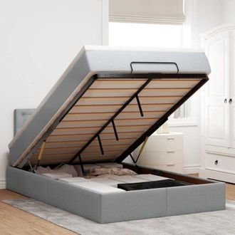 vidaXL Cama Otomana Con Colch&oacute;n Gris Claro 120x190 Cm Tela Vidaxl