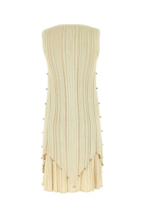Bottega Veneta Womens Gold Polyester Blend Dress 7112 Exterior: Viscose Abiti