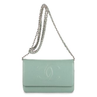 Chanel Pre-owned Womens Classic Timeless Wallet on Chain Shoulder Bag - Blue - One Size