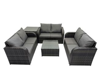 Fimous Love Sofa Square Coffee Table Set with Side Table Dark Grey Mixed