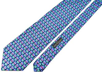 Leonard Blue & Pink SIlk Printed Tie