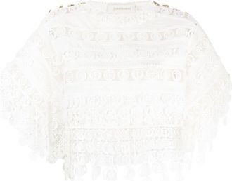 Zimmermann High Tide Nautical crop top - women - Linen/Flax/Polyester/Silk - 2 - White