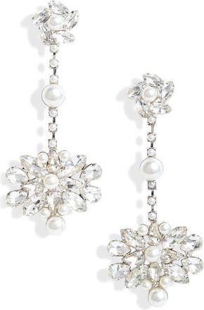 Cristabelle Imitation Pearl Linear Drop Earrings in Sil/white at Nordstrom