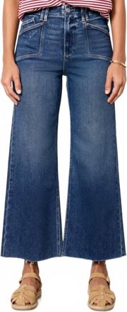 Paige Anessa With Set In Pockets Raw Hem Jeans In Amoroso
