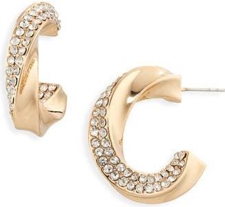 BaubleBar Twisted Crystal Hoop Earrings in Gold at Nordstrom Rack
