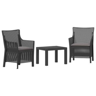 vidaXL Juego De Sal&oacute;n Con Coj&iacute;n 3 Pcs Gris Antracita Pp Vidaxl