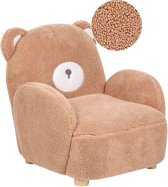Beliani Beliani - Animal Chair Faux Fur Polyester Upholstery Bear Shape Design with Armrests Plush Nursery Furniture for Children Brown Boo