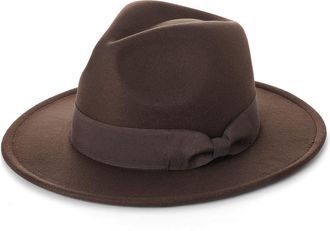 Babeyond 1920s Fedora Hat for Men Gatsby Wide Brim Fedora Hat Felt Panama Cap with Band for Women Men, Coffee, One size