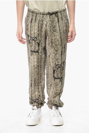 Off-white Brushed-Cotton Joggers with Camouflage Pattern size M