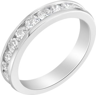 House of Brilliance IGI Certified 1.0 Cttw Diamond 18K White Gold Channel-Set Half-Eternity Band Wedding Ring