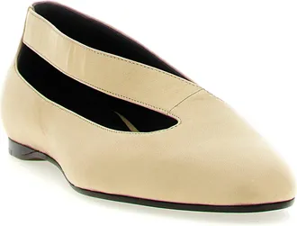 Khaite Womens Beige Lamb Leather Ballet Flats