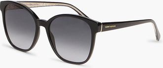 Tommy Hilfiger Womens Square Frame Acetate Sunglasses - Black