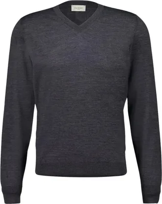 PIACENZA 1733 Virgin Wool V-Neck Jumper - male - PIACENZA 1733 - V-neck Knitwear - Gray - 3XL - Knitwear