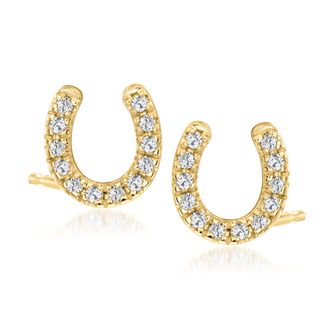 Ross-Simons Diamond Horseshoe Stud Earrings in 18kt Gold Over Sterling
