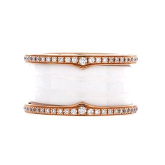 Bulgari B. Zero1 Three Band Ring 18K Rose Gold and Ceramic with Diamonds