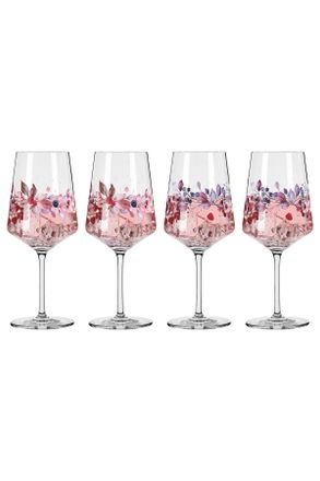 Ritzenhoff Spritzerglas, Weiß, Rosa, Altrosa, Flieder, Glas, 4-teilig, 544 ml, 9.3x22.5x9.3 cm, Fsc, Made in Germany, Gläser, Weingläser