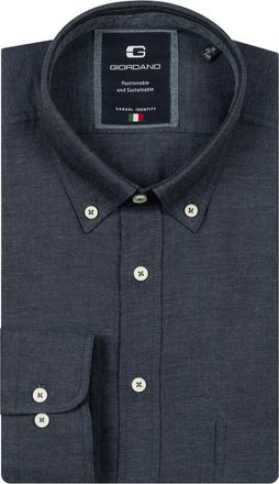 Giordano overhemd donkerblauw gemeleerd