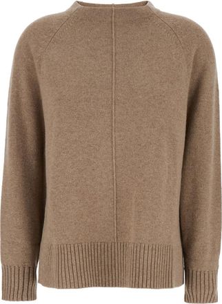 Max Mara Beige Solid Crew Neck Sweater