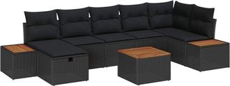 vidaXL Garden Sofa Set with Cushion 8 pcs Black Poly Rattan vidaXL