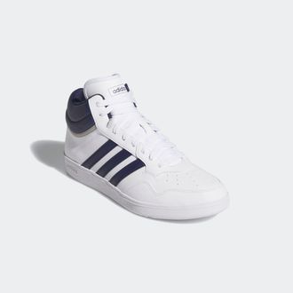 adidas Sneaker ADIDAS SPORTSWEAR HOOPS 4.0 MID, Damen, Gr. 44,5, weiss (cloud wei&szlig;, dunkelblau, grau two), Synthetik, Schuhe Sneaker