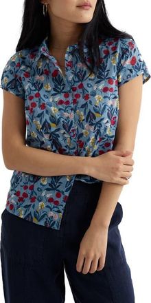 Seasalt Cornwall Rushmaker Floral Organic Cotton Voile Button-Up Shirt in Spring Stems Seascape Mix at Nordstrom, Size 4