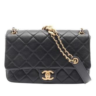 Chanel Pre-owned Vintage Flap Crossbody - Dames - Pre-owned - Zwart - Maat: ONE Size Leer