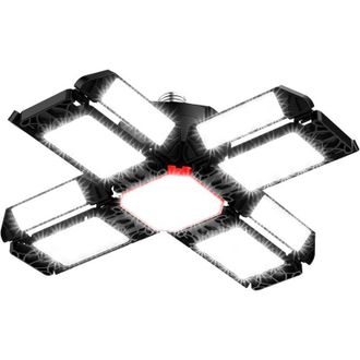 Elle L&aacute;mpara Led De Taller De 200 W, Iluminaci&oacute;n Para Garaje, 1 Unidad, 6500 K, Luz De Techo Deformable Con 12 Paneles Ajustables - E26 / E27, Luz Para Bod