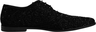Dolce & Gabbana Zwarte versierde su&egrave;de Derby formele schoenen - Heren - Veterschoenen - Zwart - 45 EU - Su&egrave;de - Schoenen