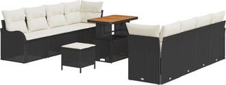 vidaXL Vidaxl - Garden Sofa Set Height-Adjustable 11 pcs Black Poly Rattan